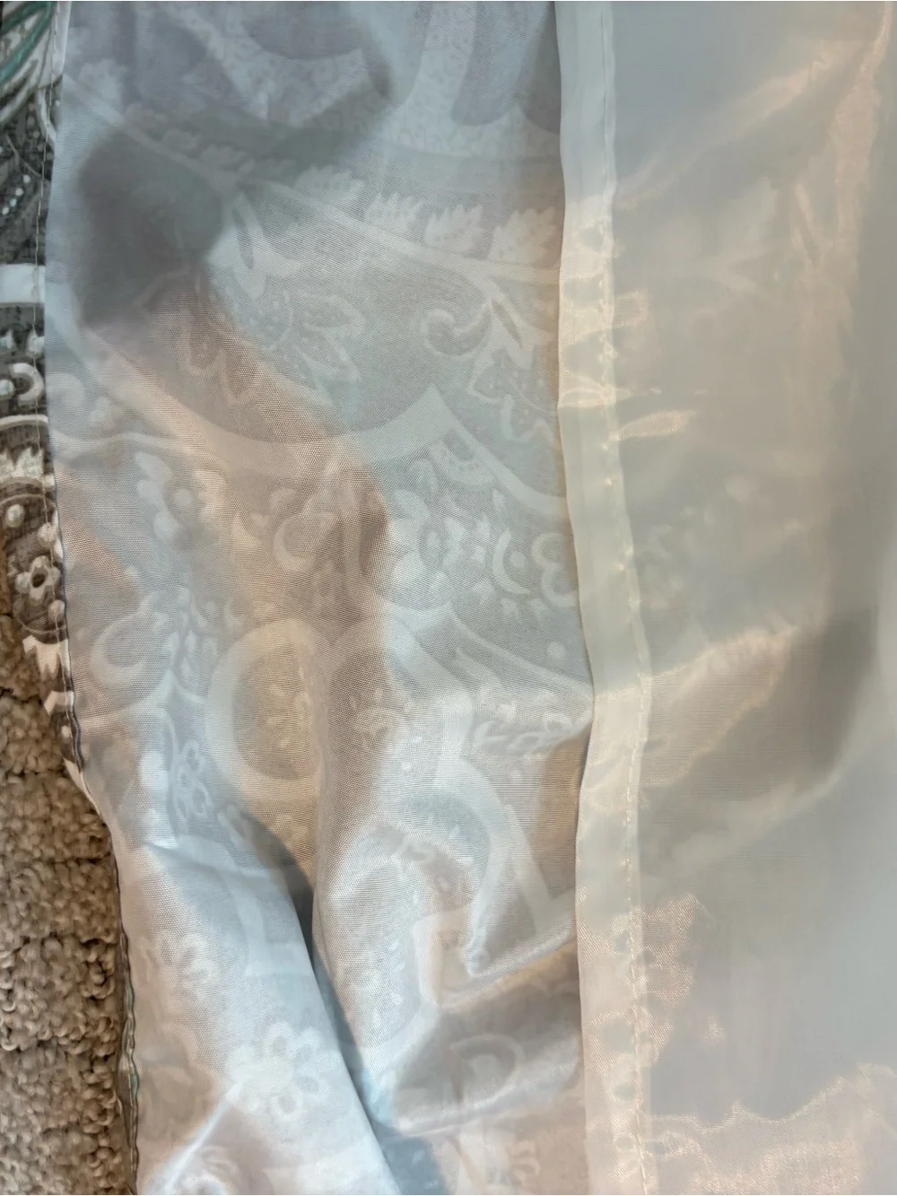 Neutral Sage and White Patterned Shower Curtain